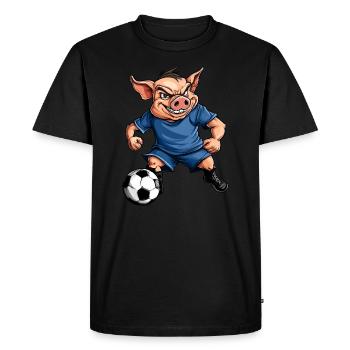 Football Piggy - Men's Premium Organic T-Shirt - black - Front - Nico (187cm)