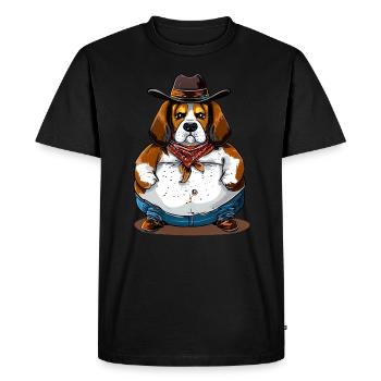 Gros Beagle Cowboy - T-shirt Premium bio Homme - noir - Devant - Nico (187cm)