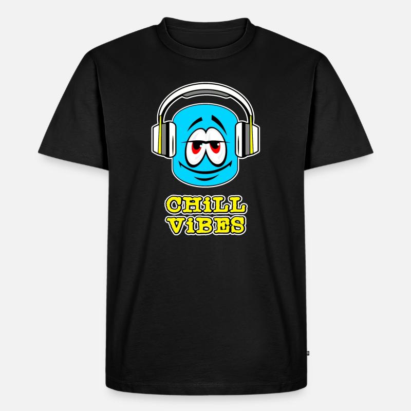 Chill Vibes mit Kopfhörern - Männer Premium Bio T-Shirt - Schwarz