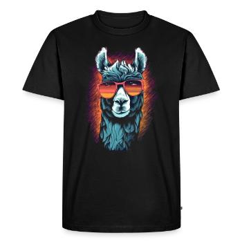 Llama with sunglasses Llama trekking - Men's Premium Organic T-Shirt - black - Front - Nico (187cm)
