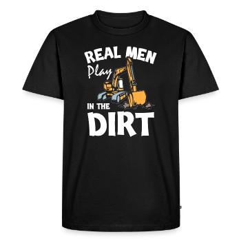 De vrais hommes jouent dans la pelle de terre - T-shirt Premium bio Homme - noir - Devant - Nico (187cm)