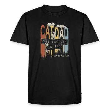Cat Dad : un travail à temps plein, pas de salaire, mais du plaisir - T-shirt Premium bio Homme - noir - Devant - Nico (187cm)