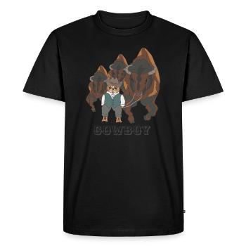 Chat Cowboy avec des taureaux - T-shirt Premium bio Homme - noir - Devant - Nico (187cm)