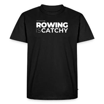 Avertissement : l’aviron est accrocheur - T-shirt Premium bio Homme - noir - Devant - Nico (187cm)