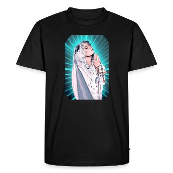 t-shirt Sainte Vierge Marie Madonna - T-shirt Premium bio Homme - noir - Devant - Nico (187cm)
