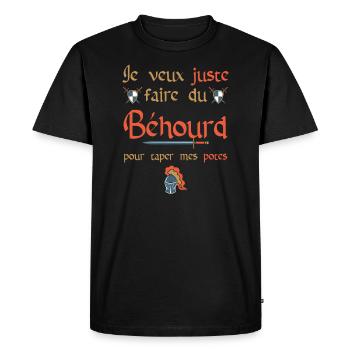 Cadeau drôle béhourd pote baston marrant - T-shirt Premium bio Homme - noir - Devant - Nico (187cm)