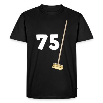 Anniversaire 75 balais Humour Citation Papy Mamie - T-shirt Premium bio Homme - noir - Devant - Nico (187cm)