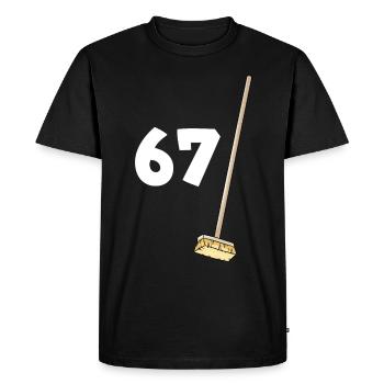 67 birthday brooms 67 years old man or woman - Men's Premium Organic T-Shirt - black - Front - Nico (187cm)