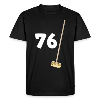 76 Brooms Funny Humor Birthday Quote - Men's Premium Organic T-Shirt - black - Front - Nico (187cm)