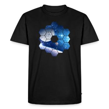 Espace | Planètes, figures géométriques - T-shirt Premium bio Homme - noir - Devant - Nico (187cm)