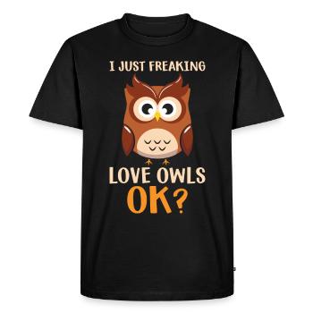 hibou amoureux des animaux hiboux - T-shirt Premium bio Homme - noir - Devant - Nico (187cm)