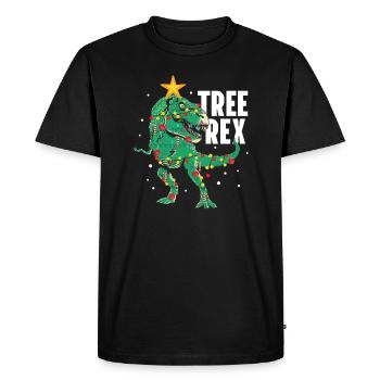 Tree Rex Funny T-Rex Lover Dinosaur Christmas Tree - Men's Premium Organic T-Shirt - black - Front - Nico (187cm)
