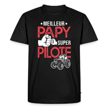 Cadeau papy meilleur pilote tracteur agriculteur - T-shirt Premium bio Homme - noir - Devant - Nico (187cm)