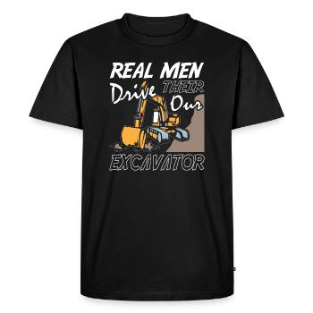 De vrais hommes conduisent leur excavatrice - T-shirt Premium bio Homme - noir - Devant - Nico (187cm)