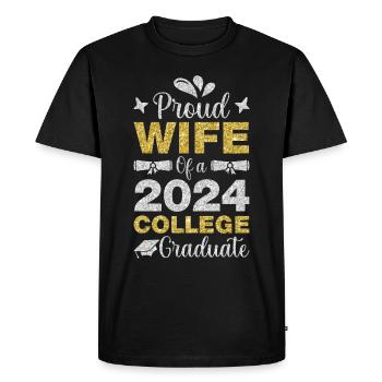Fière épouse d’un étudiant diplômé de l’université 2024 - T-shirt Premium bio Homme - noir - Devant - Nico (187cm)