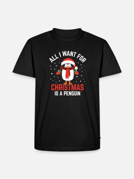 Pinguin Weihnachten - Männer Premium Bio T-Shirt - Schwarz