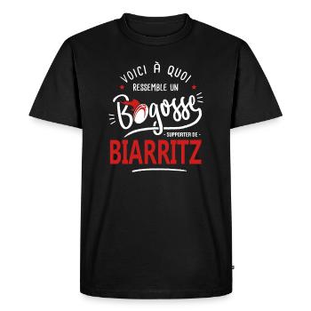 rugby Biarritz bogosse sport rugby biarritz - T-shirt Premium bio Homme - noir - Devant - Nico (187cm)