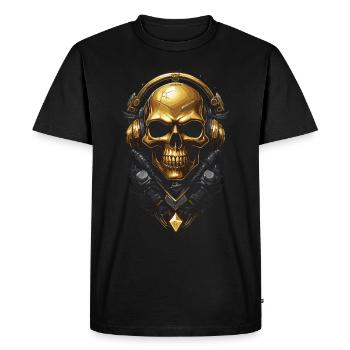 Crâne doré casquette futuriste - T-shirt Premium bio Homme - noir - Devant - Nico (187cm)