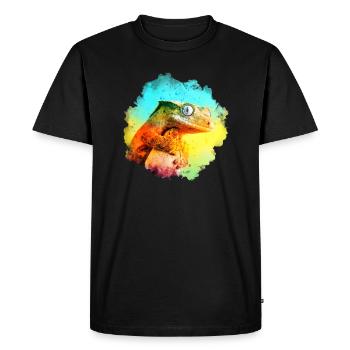Crested Gecko Reptile Keeper Lizard Watercolor Des - Men's Premium Organic T-Shirt - black - Front - Nico (187cm)
