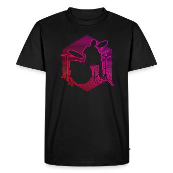 Percussionniste Féminine Drums Drummer - T-shirt Premium bio Homme - noir - Devant - Nico (187cm)