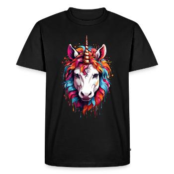 Colorful Unicorn Horse - Men's Premium Organic T-Shirt - black - Front - Nico (187cm)