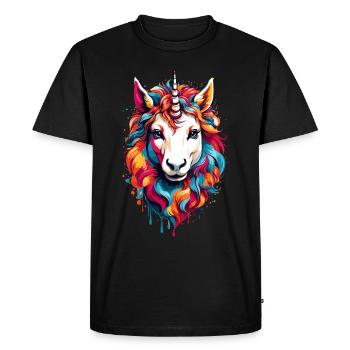 Colorful Horse: Unicorn Pony Magic - Men's Premium Organic T-Shirt - black - Front - Nico (187cm)