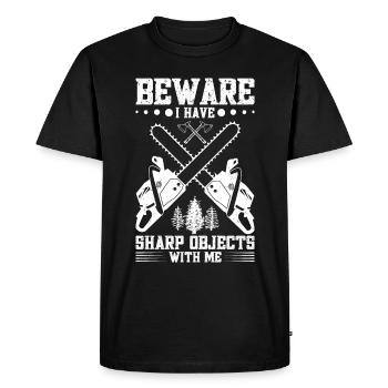 Lumberjack Tools Chainsaw Wood Chopping Tree Care - Men's Premium Organic T-Shirt - black - Front - Nico (187cm)