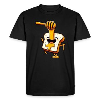Toast au miel d’abeille apiculteur - T-shirt Premium bio Homme - noir - Devant - Nico (187cm)