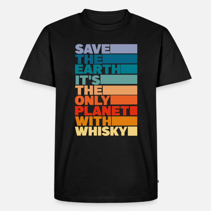 Die Erde ist der einzige Planet mit Whisky - Männer Premium Bio T-Shirt - Schwarz