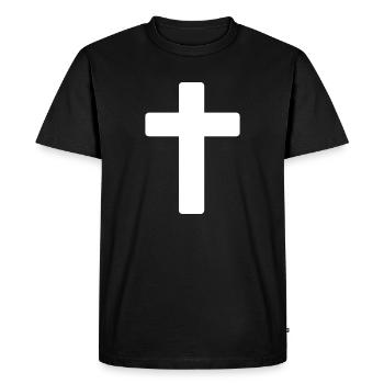 Crucifix Cross Jesus Christ - Men's Premium Organic T-Shirt - black - Front - Nico (187cm)