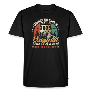 Original Legends Are Born In March 2025 🎉 - Men's Premium Organic T-Shirt - black - Front - Nico (187cm)