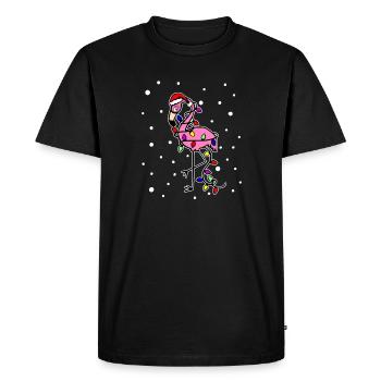 Flamant rose noël - T-shirt Premium bio Homme - noir - Devant - Nico (187cm)