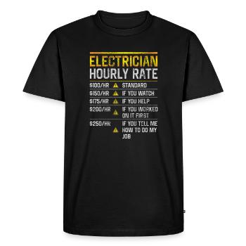 Salaire horaire électricien - T-shirt Premium bio Homme - noir - Devant - Nico (187cm)