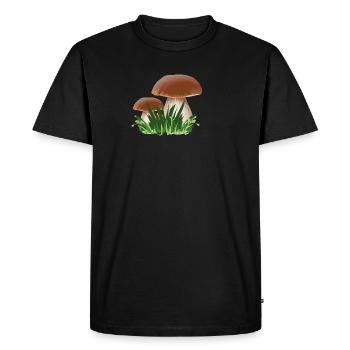 Champignons Porcini Ramasser Champignons Cueilleurs de champignons - T-shirt Premium bio Homme - noir - Devant - Nico (187cm)