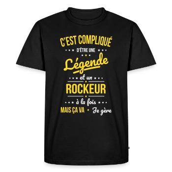 Compliqué d'être une légende et un rockeur - T-shirt Premium bio Homme - noir - Devant - Nico (187cm)