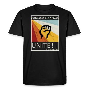 Les procrastinateurs s'unissent demain paresseux son cadeau - T-shirt Premium bio Homme - noir - Devant - Nico (187cm)