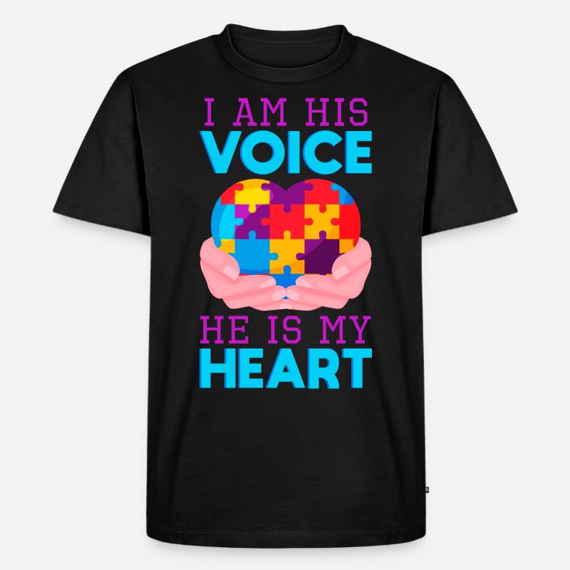 Autismus Mutter Herz - Männer Premium Bio T-Shirt - Schwarz