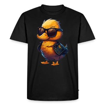 Cool duck with sunglasses - Men's Premium Organic T-Shirt - black - Front - Nico (187cm)