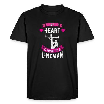 Mon cœur appartient à un cadeau de lineman line worker - T-shirt Premium bio Homme - noir - Devant - Nico (187cm)