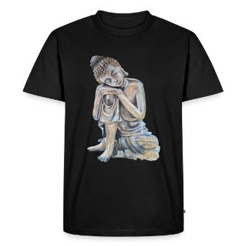 Bouddha chilling détendu, chemise zen pour le yoga - T-shirt Premium bio Homme - noir - Devant - Nico (187cm)