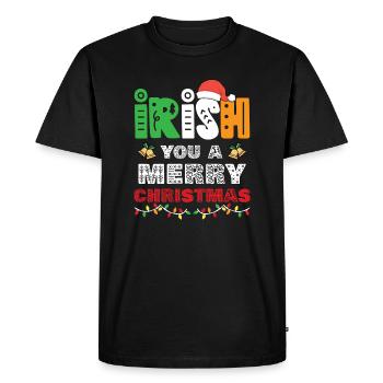 Irish You A Merry Christmas Funny Xmas Holiday - Men's Premium Organic T-Shirt - black - Front - Nico (187cm)