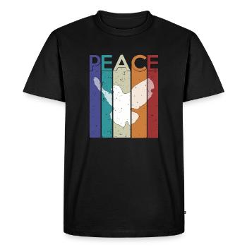 Peace with Dove of Peace and Peace Scripture - Men's Premium Organic T-Shirt - black - Front - Nico (187cm)
