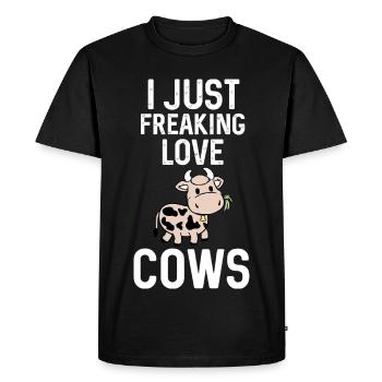 I Just Freaking Love Cows Cartoon - Men's Premium Organic T-Shirt - black - Front - Nico (187cm)