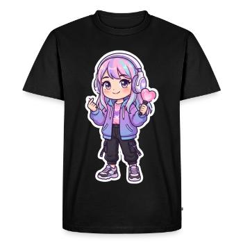 K-Pop Anime - T-shirt Premium bio Homme - noir - Devant - Nico (187cm)