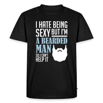 Un homme Barbu - bart - T-shirt Premium bio Homme - noir - Devant - Nico (187cm)
