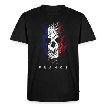 France Drapeau Used Look Tricolore Paris Nice - T-shirt Premium bio Homme - noir - Devant - Nico (187cm)