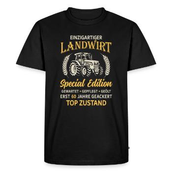60. Geburtstag Landwirt Traktor Bauer - Männer Premium Bio T-Shirt - Schwarz - Vorne - Nico (187cm)