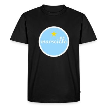 Marseille étoile Football Foot - T-shirt Premium bio Homme - noir - Devant - Nico (187cm)
