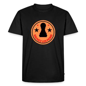 échecs sauvez les pions - T-shirt Premium bio Homme - noir - Devant - Nico (187cm)