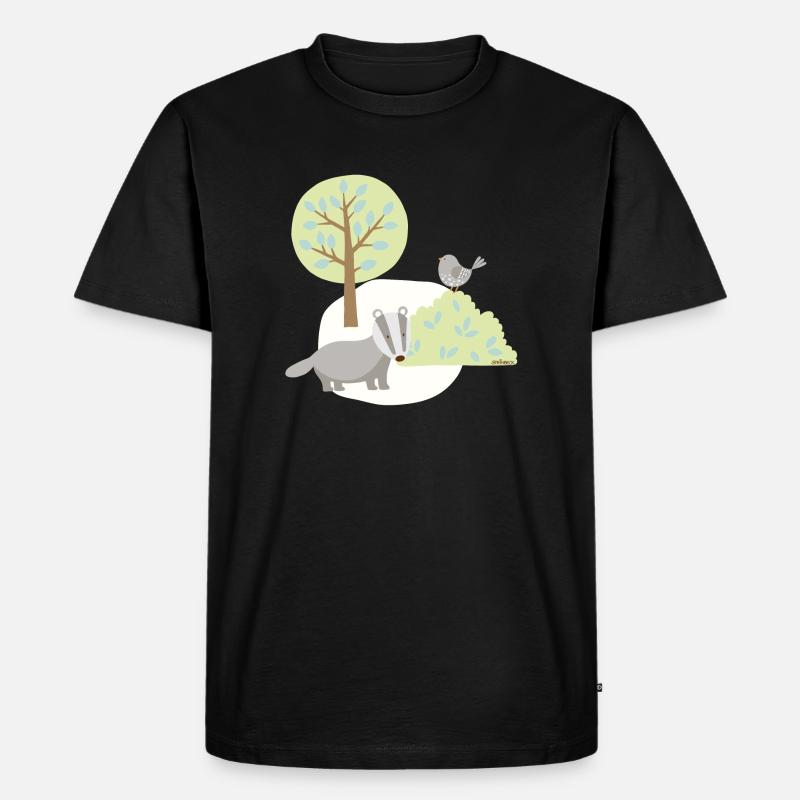 Patch_Dachs - Männer Premium Bio T-Shirt - Schwarz